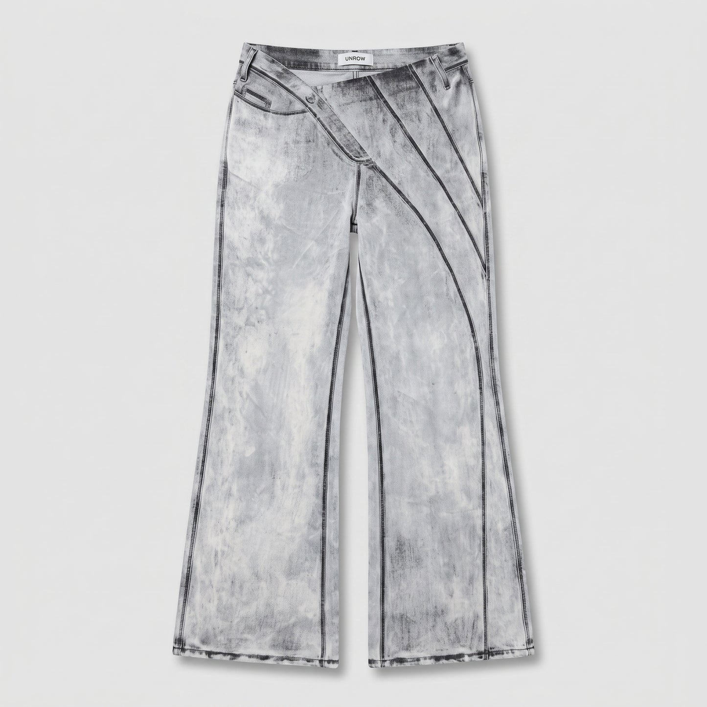 Asymmetric Acid Wash Wide Jeans