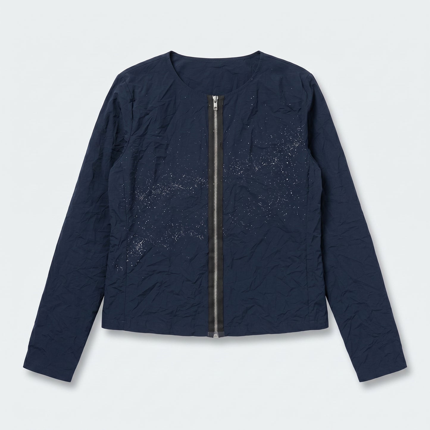 Crinkled Glitter Detail Navy Jacket