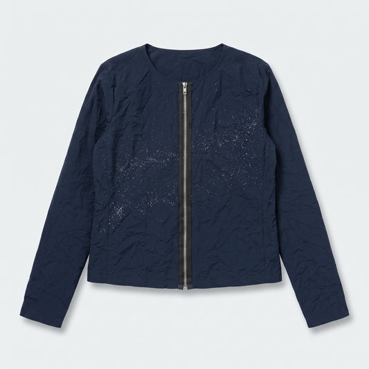 Crinkled Glitter Detail Navy Jacket