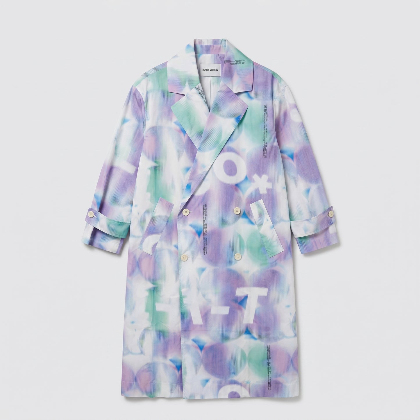 Abstract Print Double-Breasted Coat