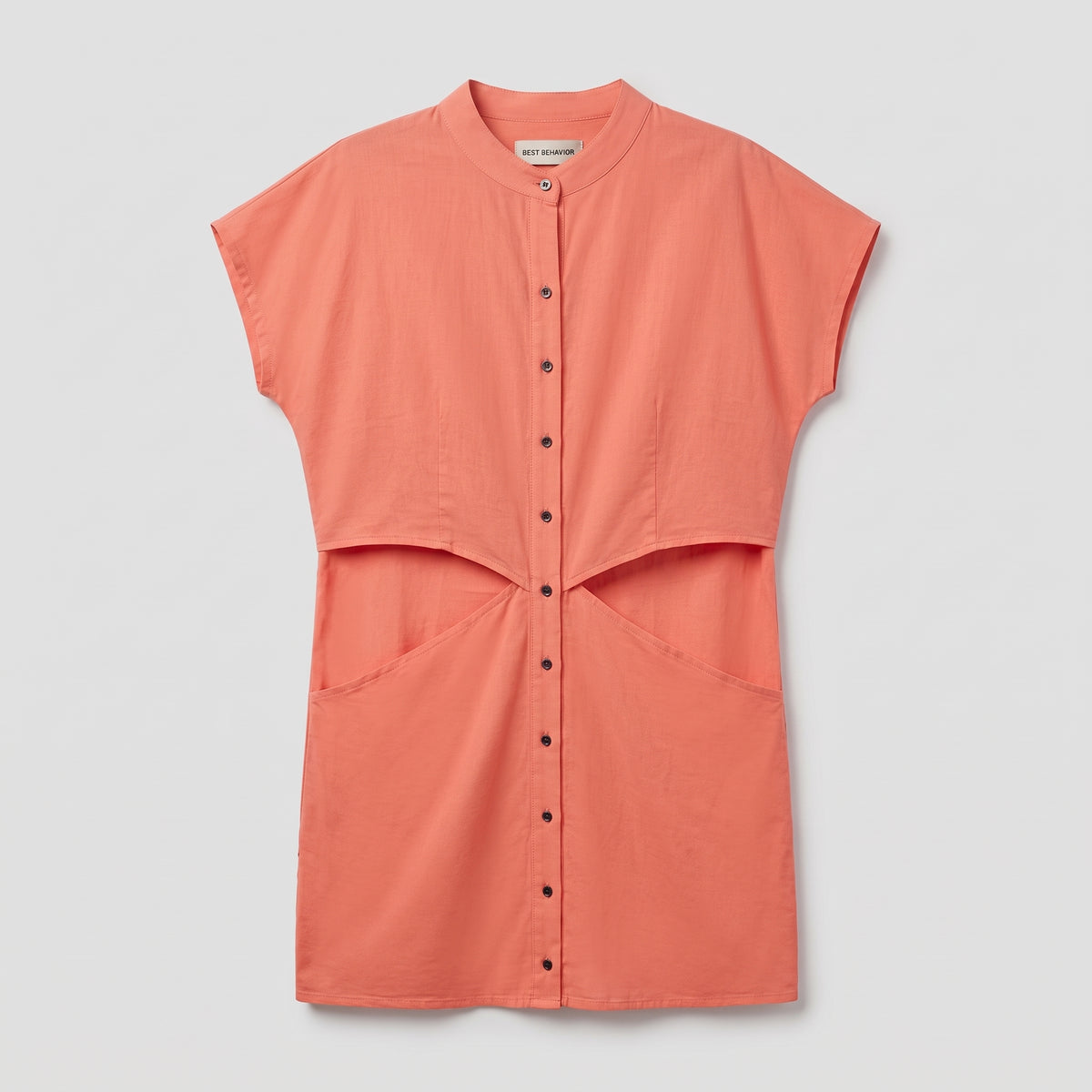 Coral Cut-Out Button Shirt