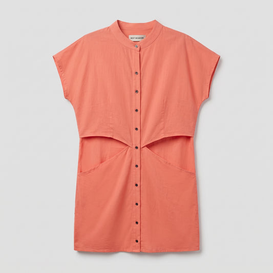 Coral Cut-Out Button Shirt