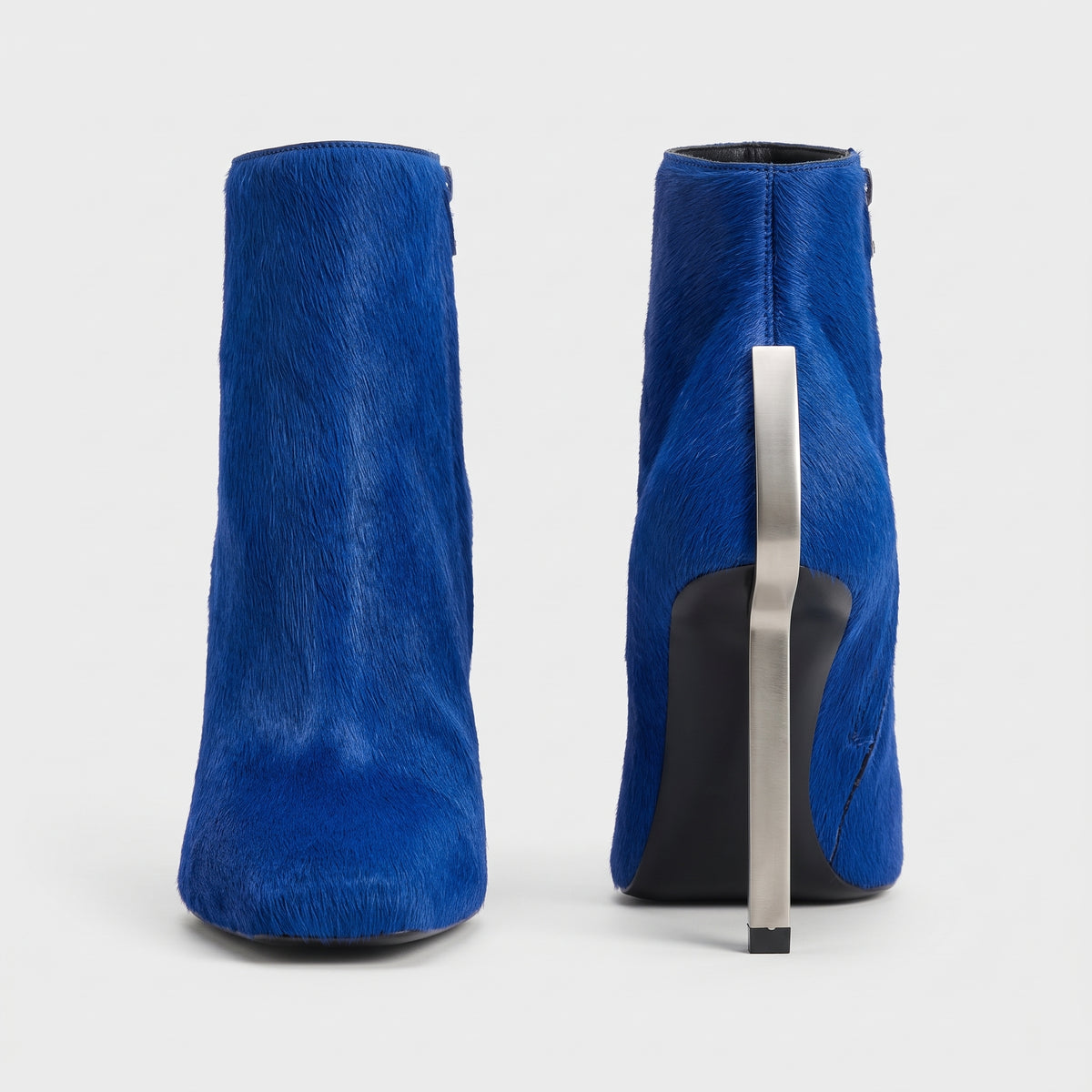 Blue Calf Hair Ankle Boots