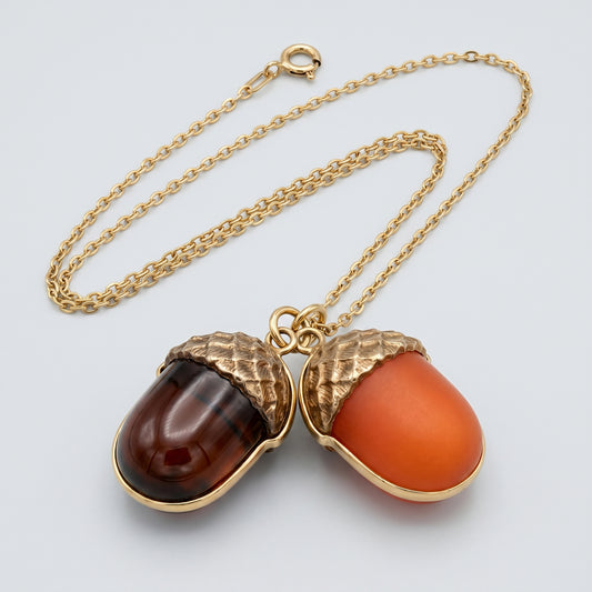 Dual Acorn Pendant Necklace