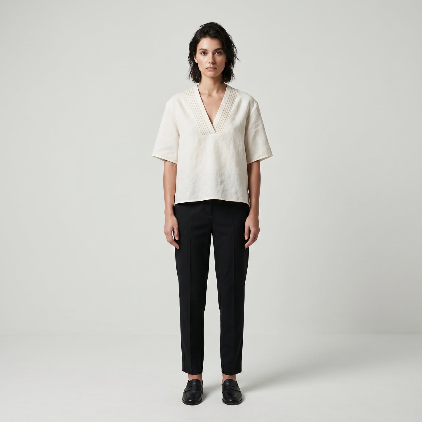 Minimalist Linen V-Neck Top