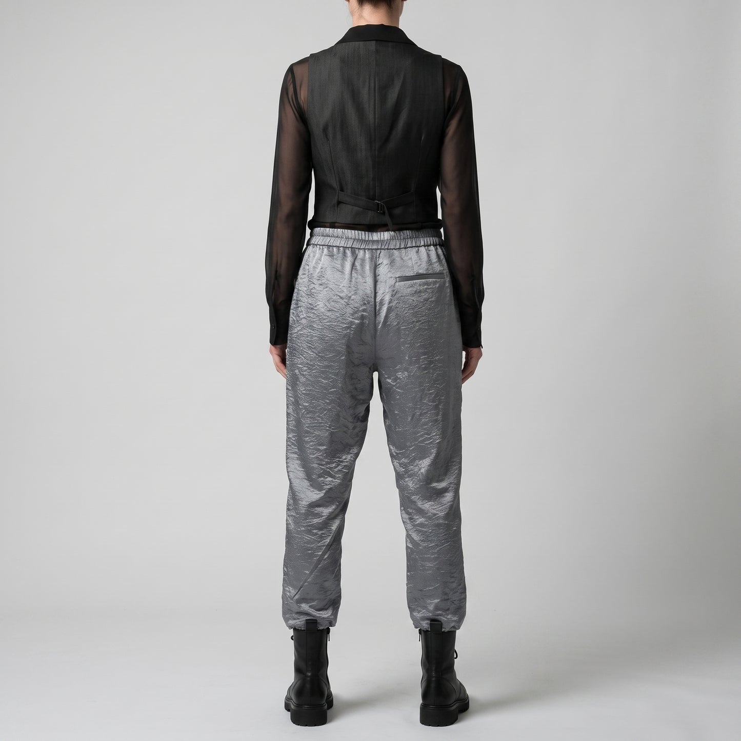 Metallic Crinkled Elasticated Trousers
