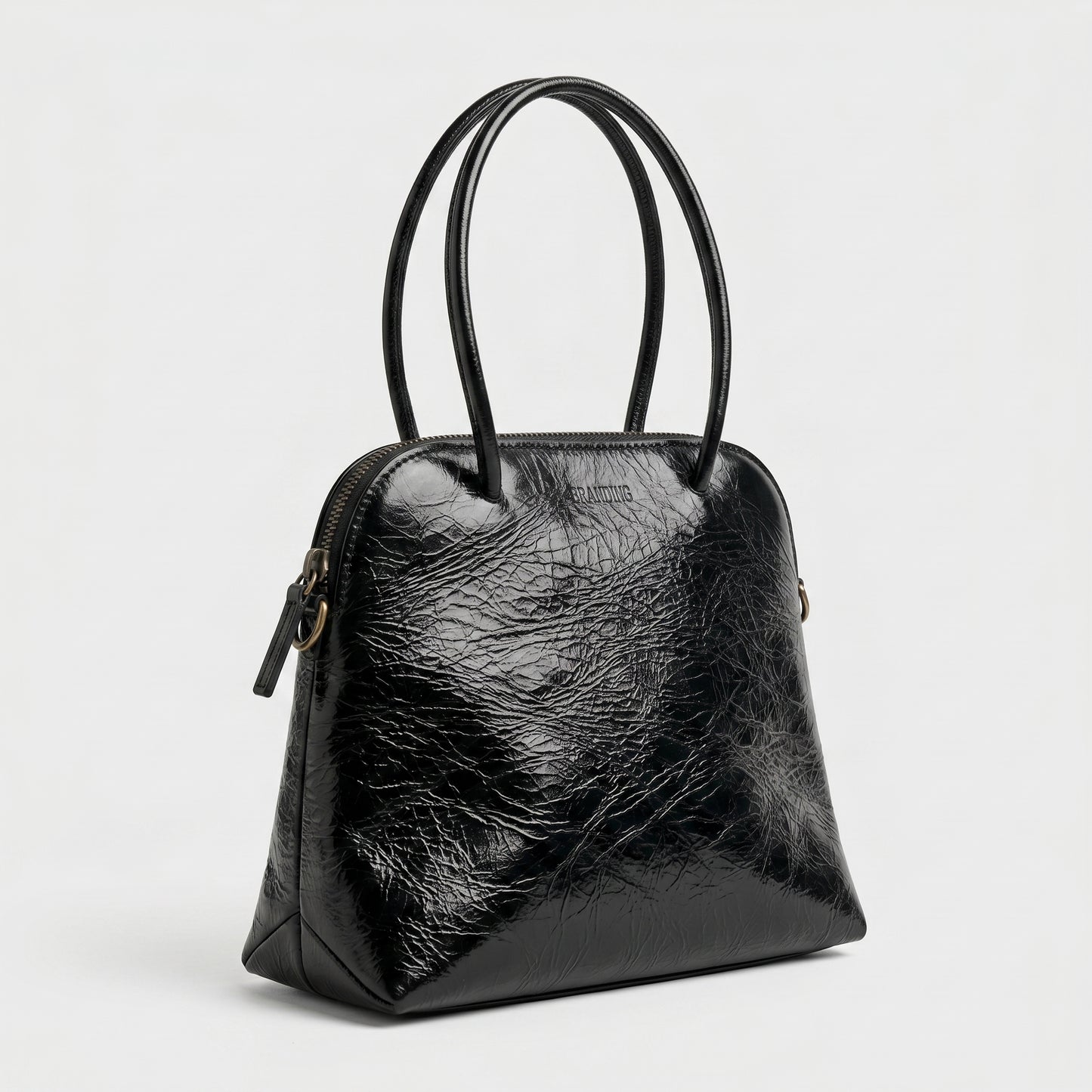 Textured Leather Top Handle Bag