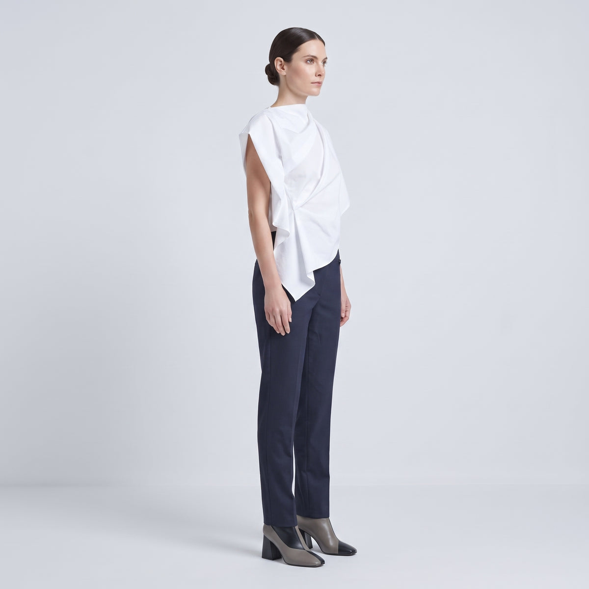 Tailored Navy Cropped Trousers