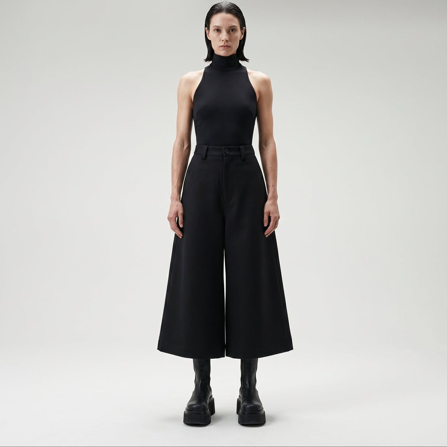 Tailored High-Rise Black Culottes