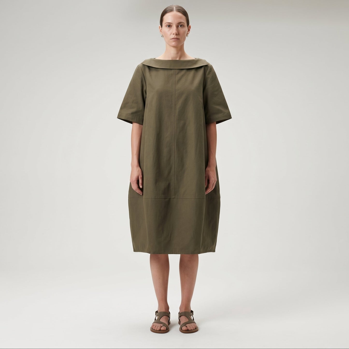 Structured Cotton Fold-Neck Top