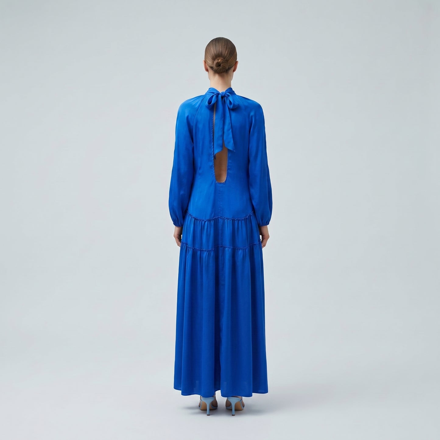 Elegant Cobalt Keyhole Midi Dress