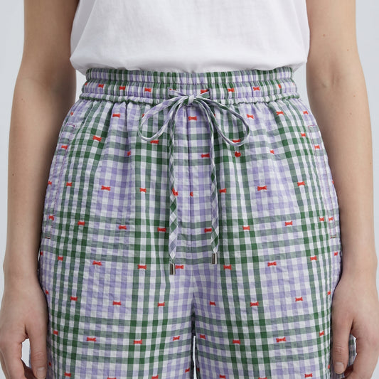 Gingham Drawstring Bermuda Shorts