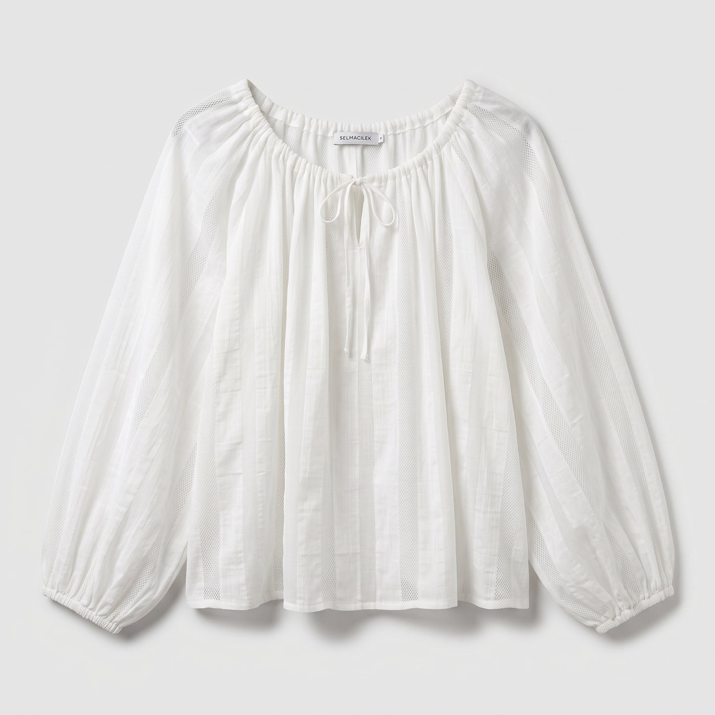Airy White Gathered Blouse