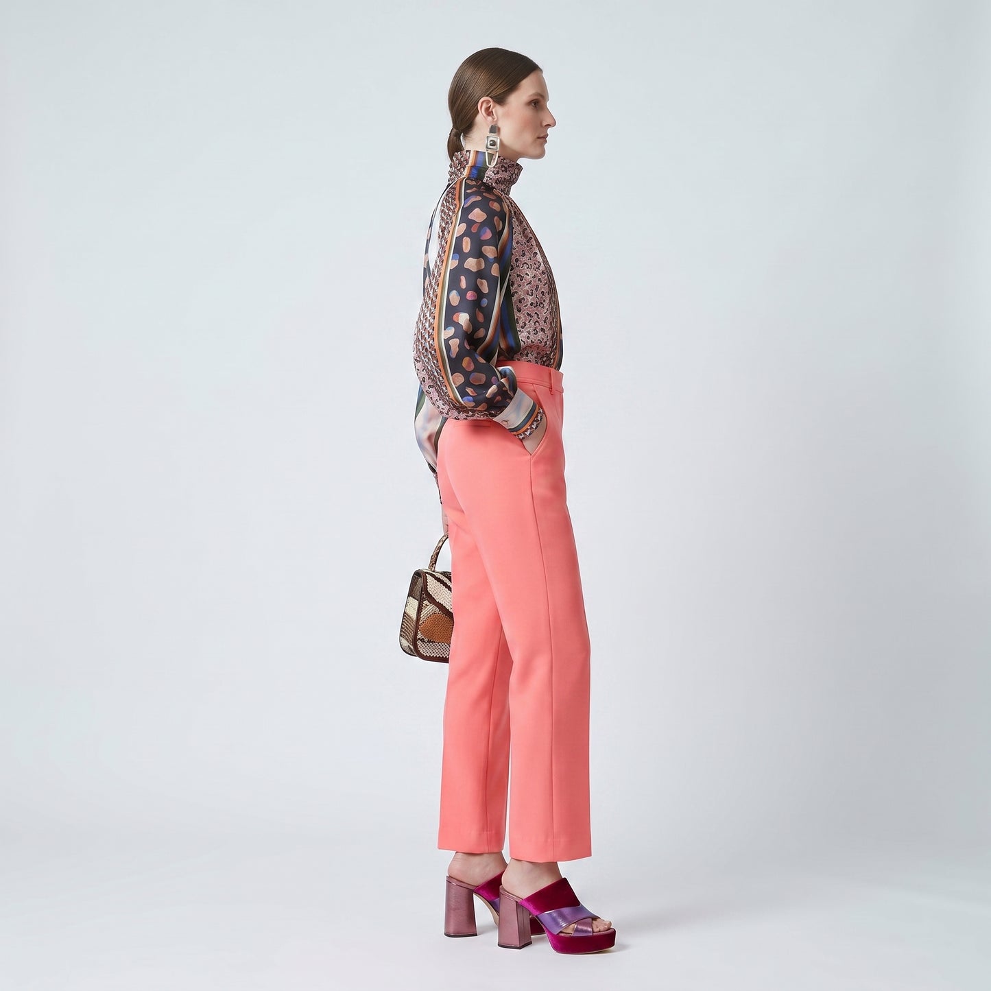 Tailored Coral Cropped Trousers