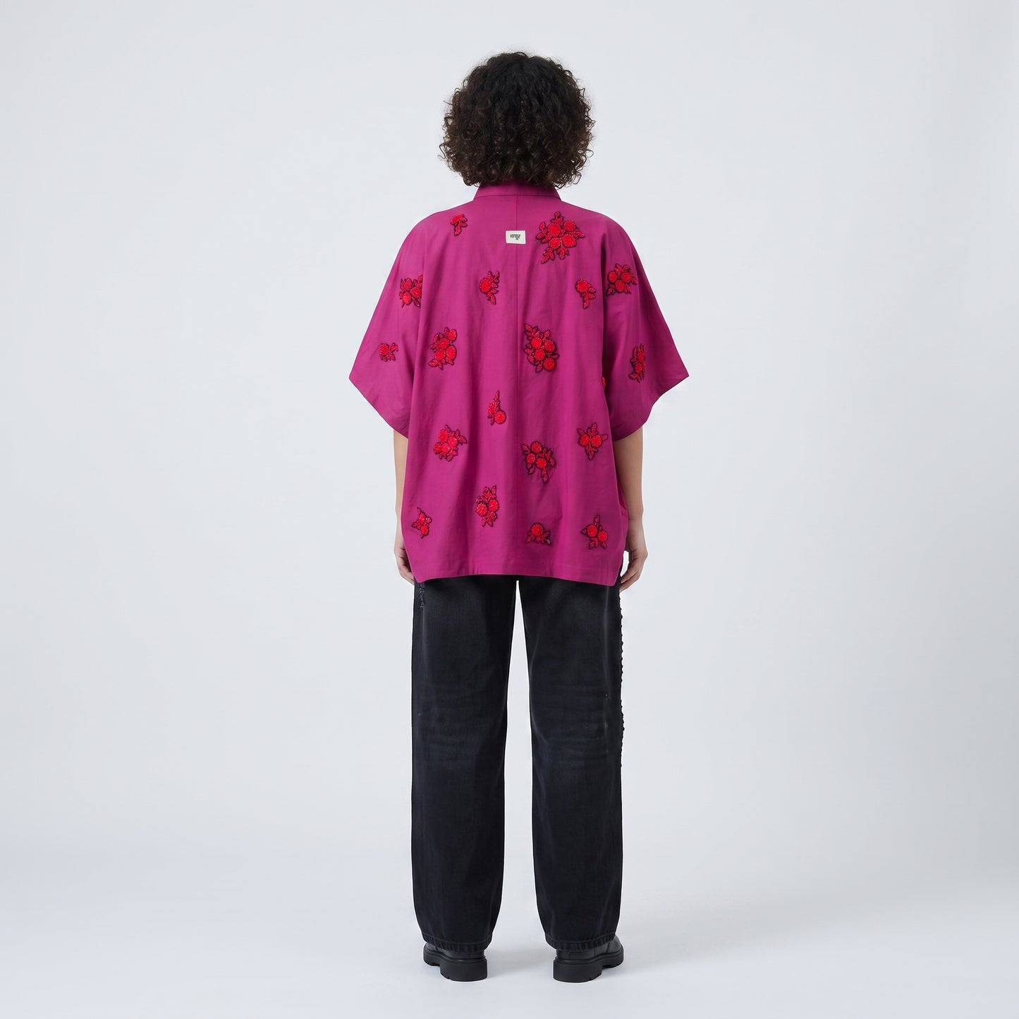 Embroidered Floral Oversized Shirt