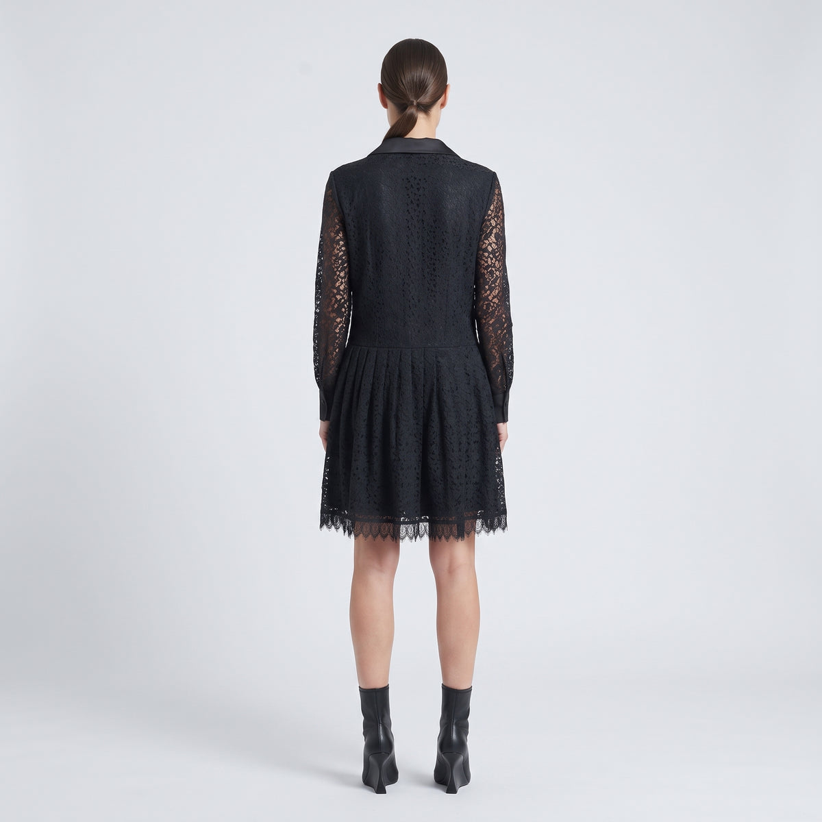 Black Lace Button-Down Dress