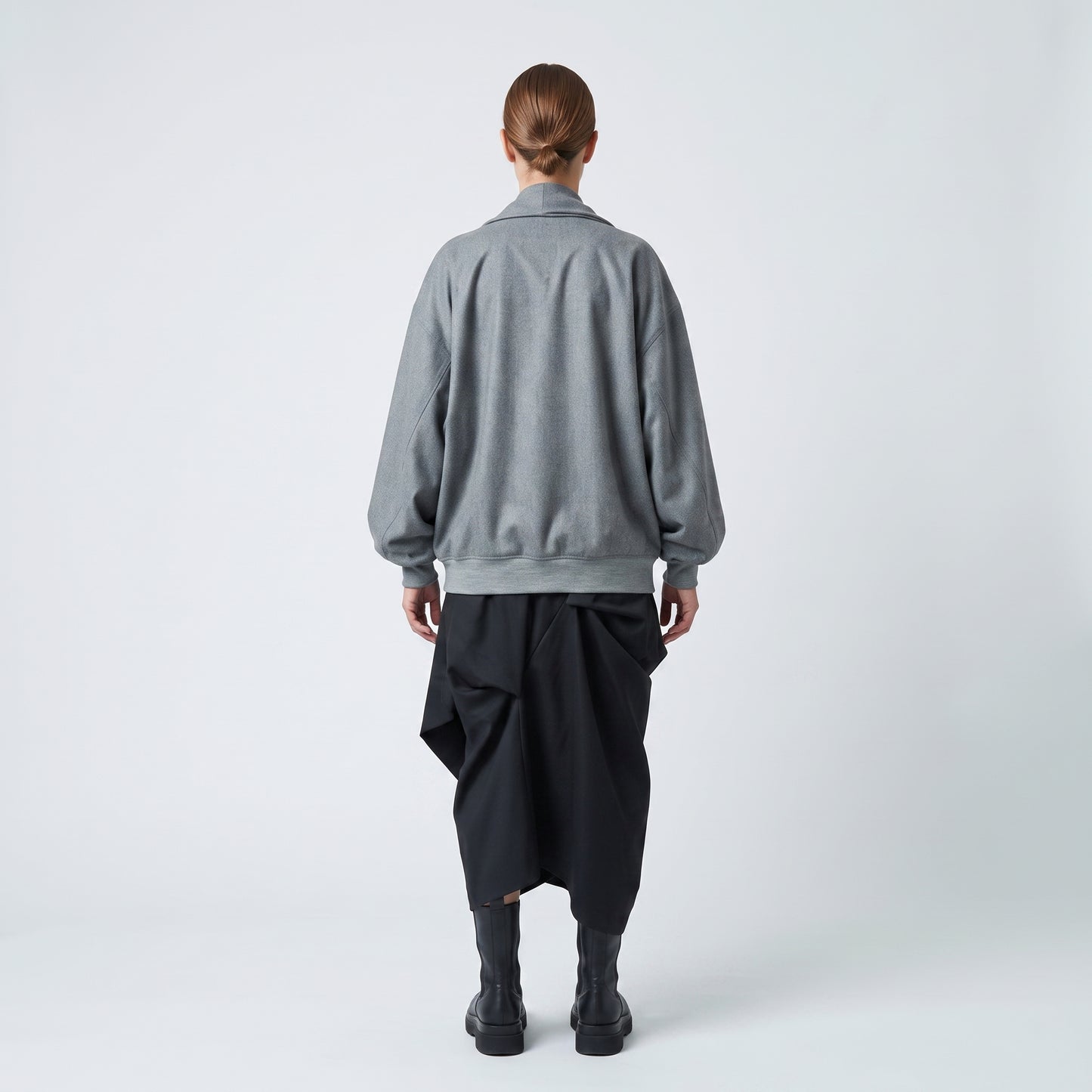 Draped Wool Blend Zip Jacket