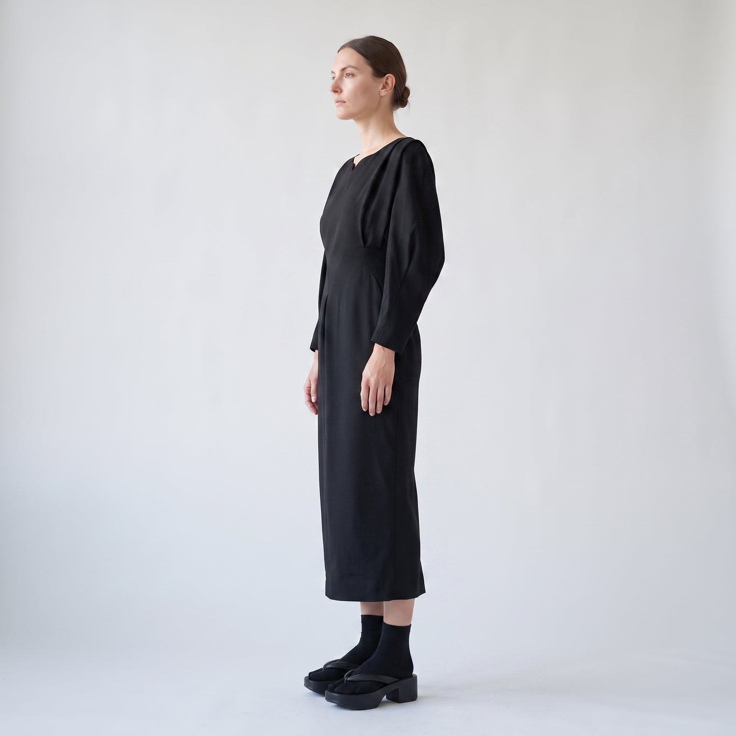 Structured Black Midi Dress