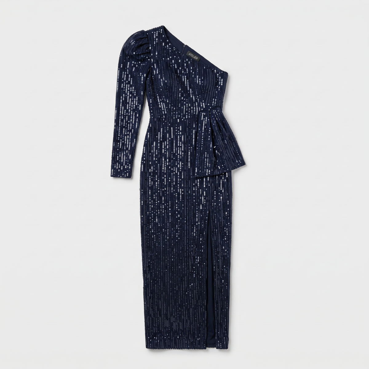 One-Shoulder Embellished Midi Dress
