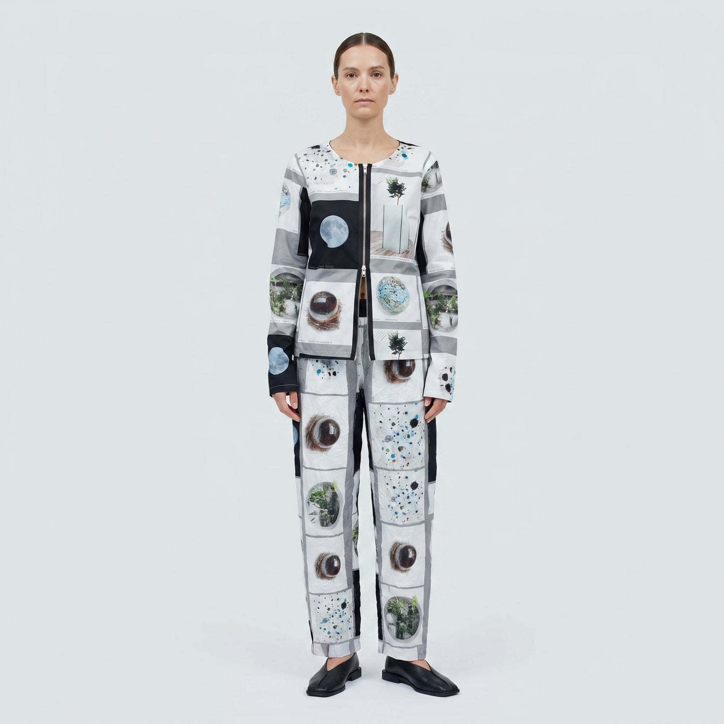 Artistic Graphic Zip-Up Jacket