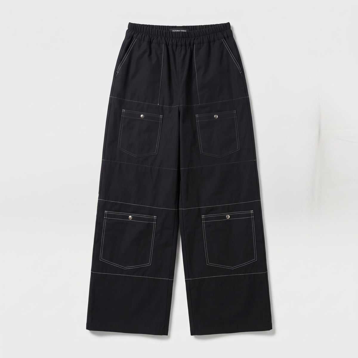 Contrast Stitch Wide Leg Trousers