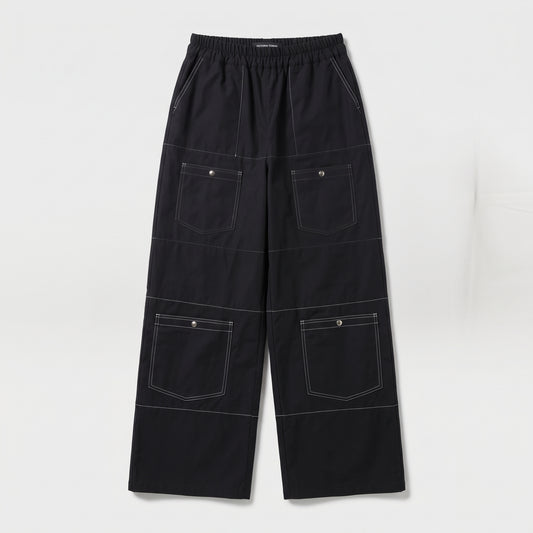Contrast Stitch Wide Leg Trousers