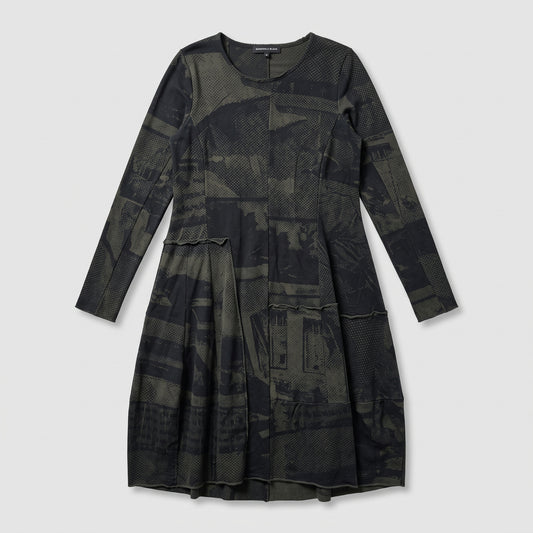 Abstract Print Long Sleeve Dress