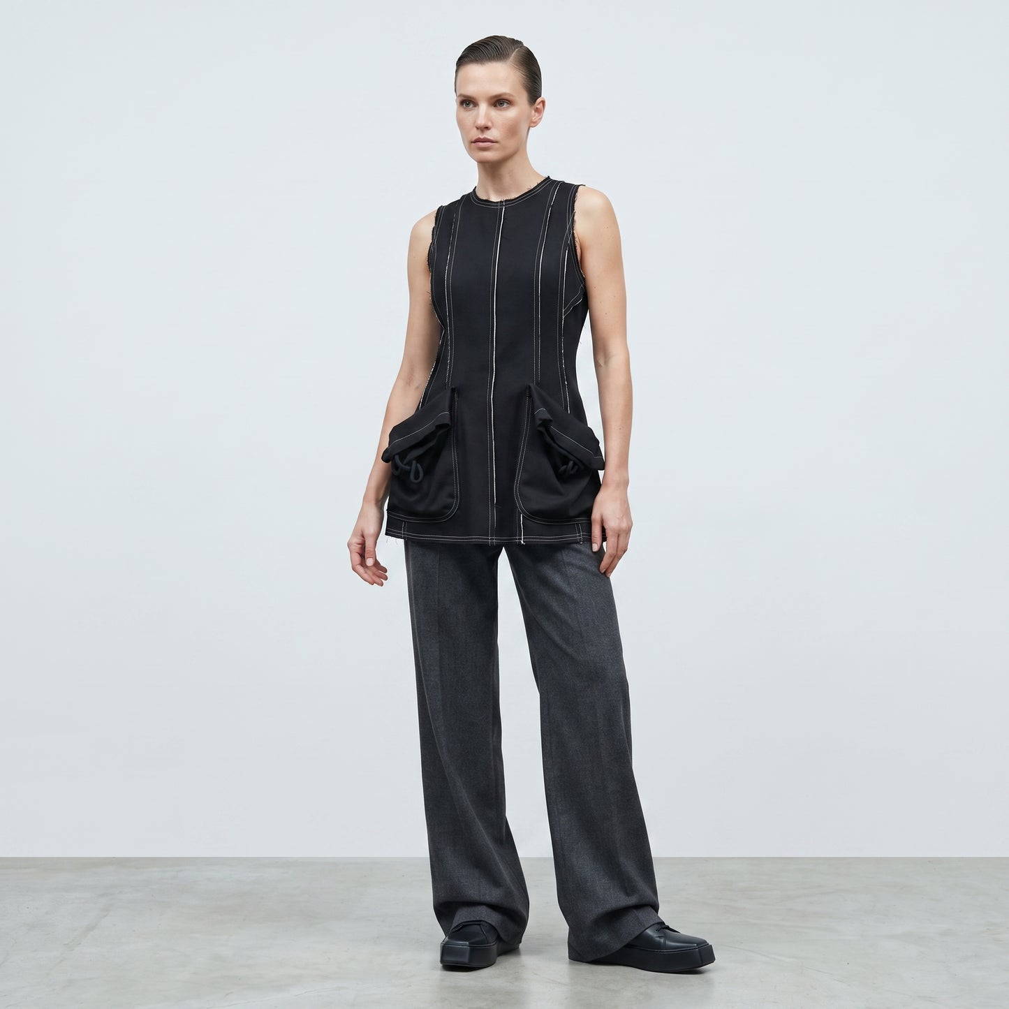 Structured Contrast Stitch Utility Vest