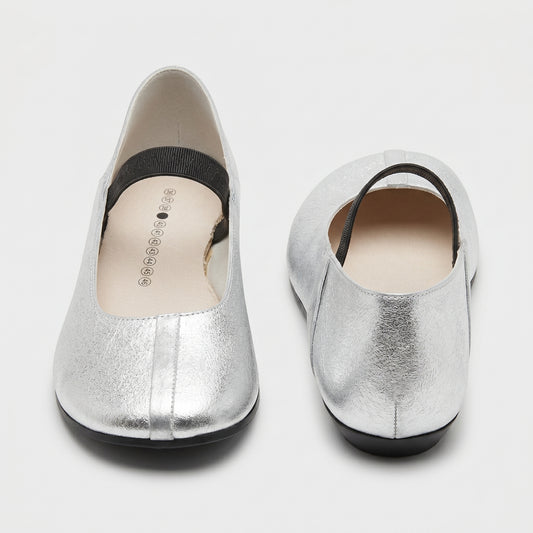 Metallic Silver Ballet Flats