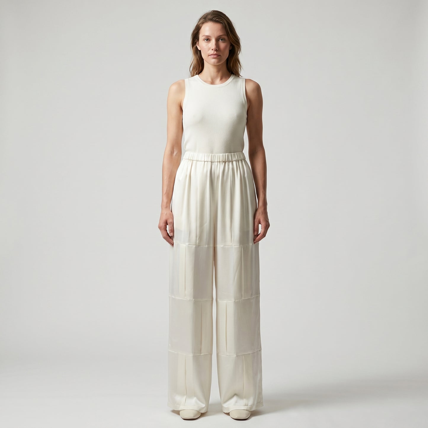 Paneled Wide-Leg Tucking Trousers