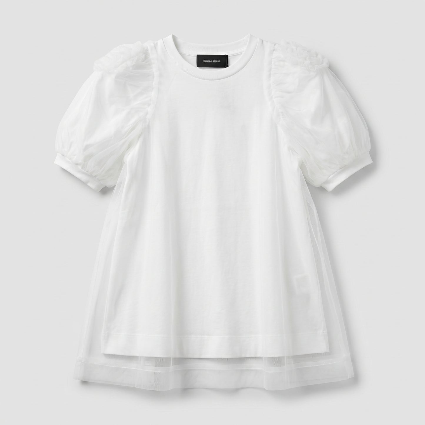 Tulle Overlay Puff Sleeve Top