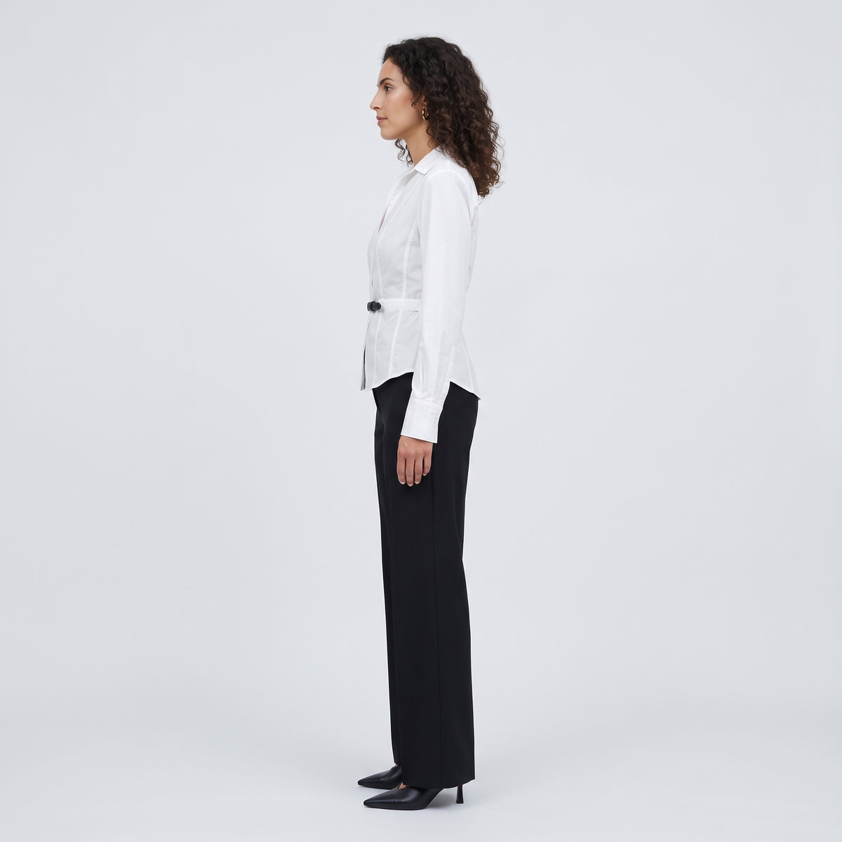 Belted Crisp White Shirt