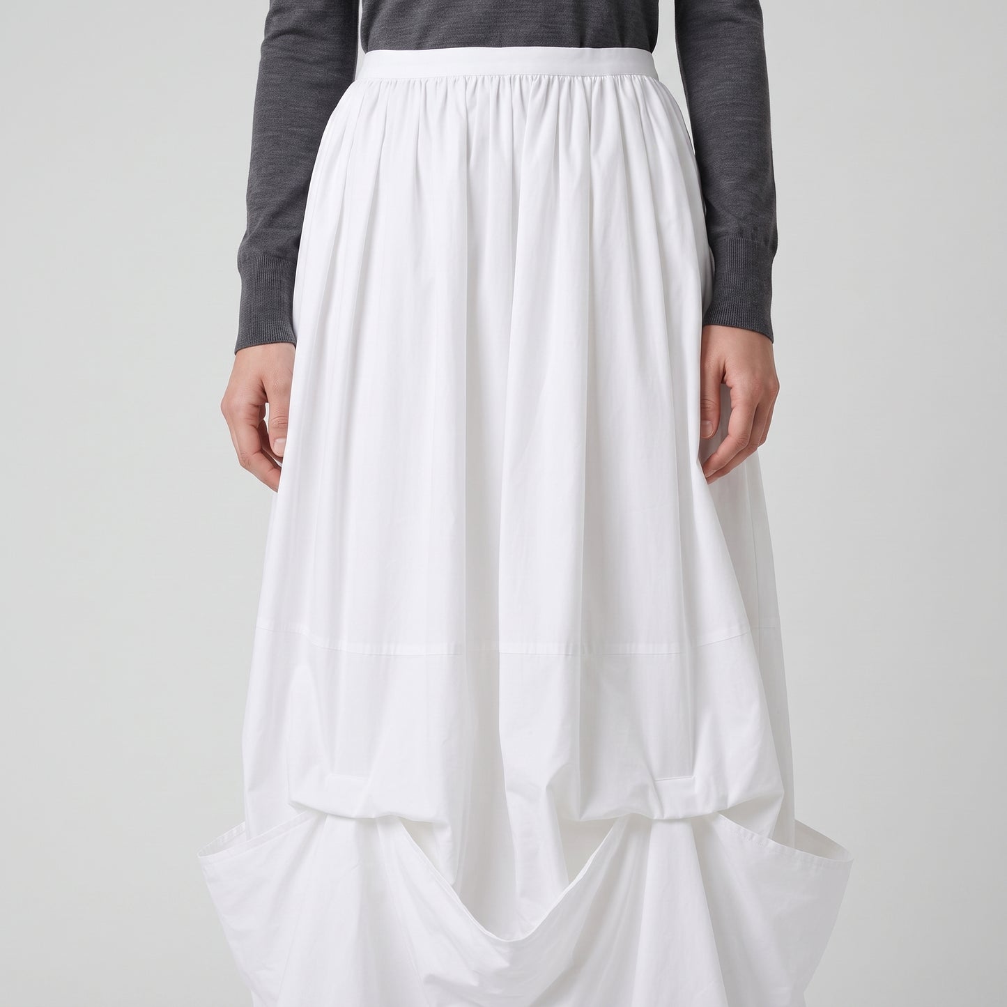 Architectural Draped Cotton Skirt