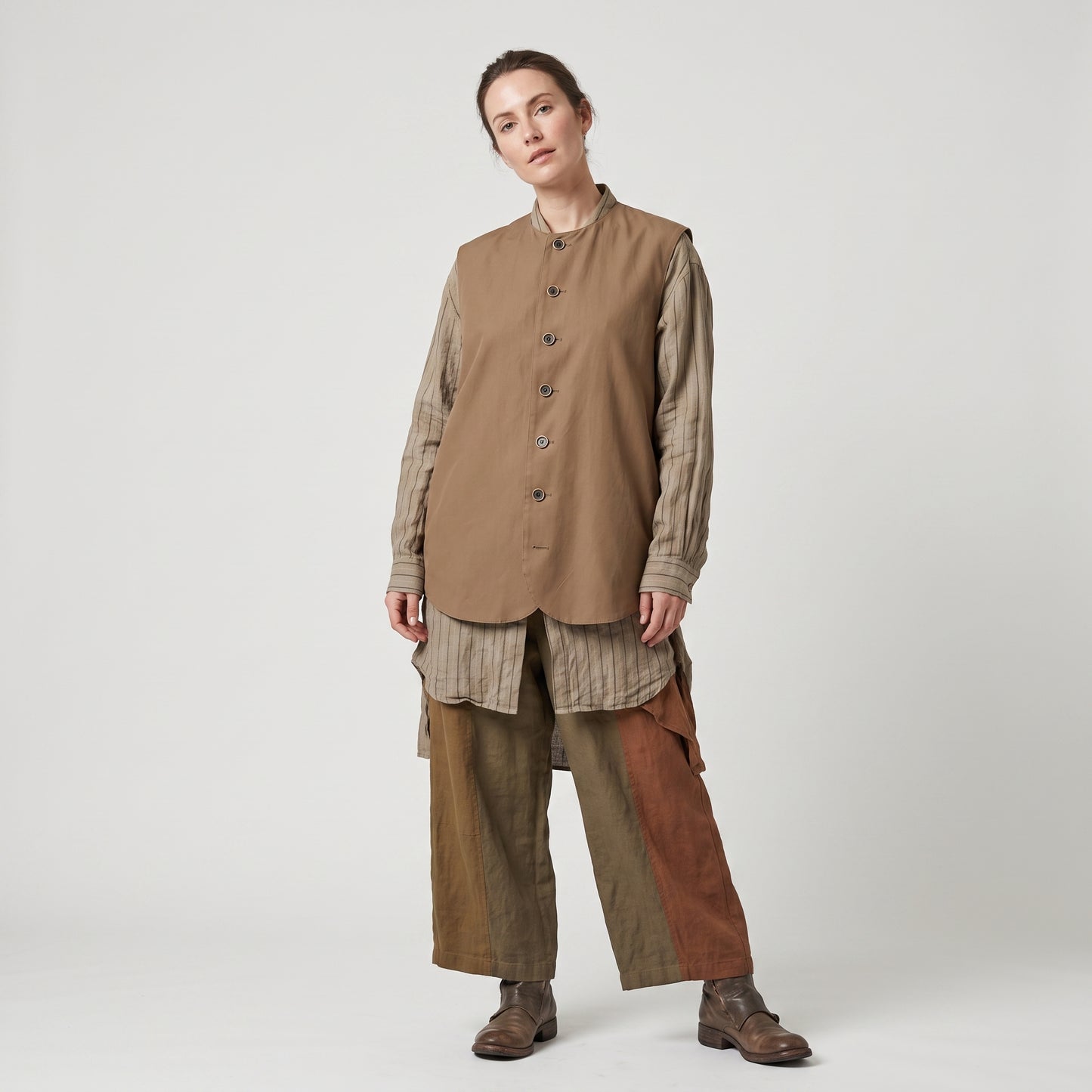 Tailored Button-Front Cotton Vest
