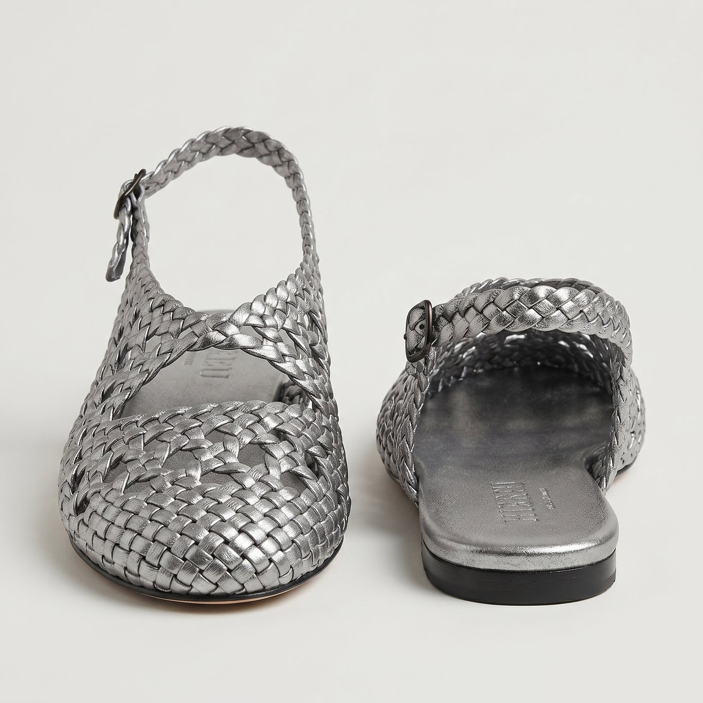 Metallic Woven Leather Slingback Sandals