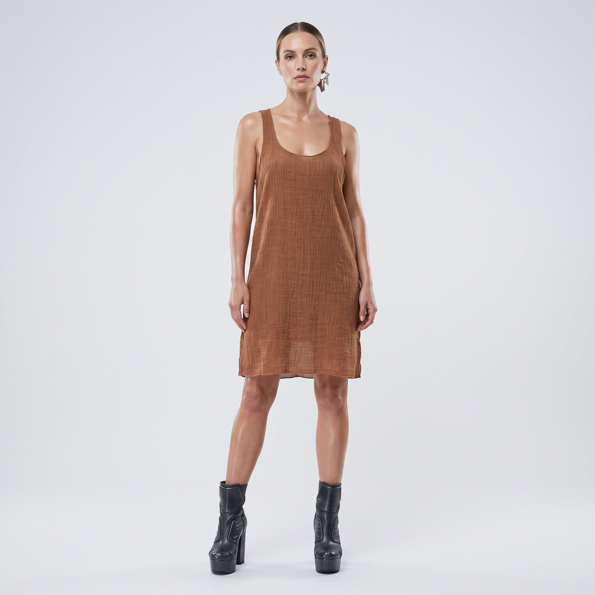 Textured Cotton Racerback Tank Top