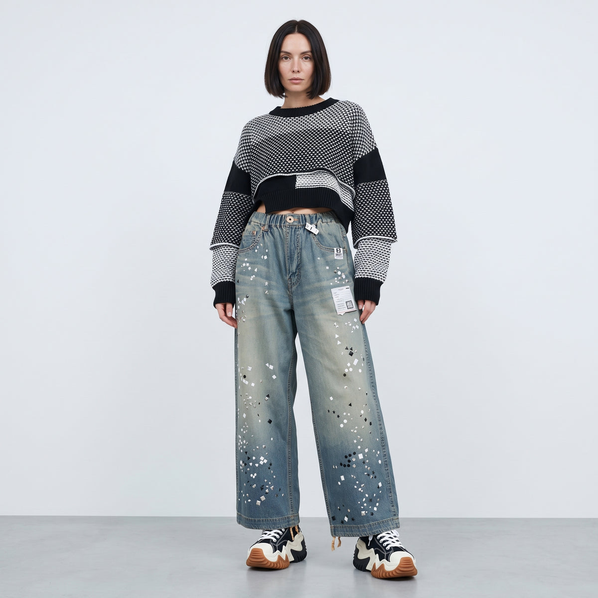 Studded Embellished Wide Leg Denim