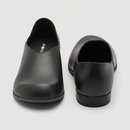 Minimalist Black Leather Slip-Ons
