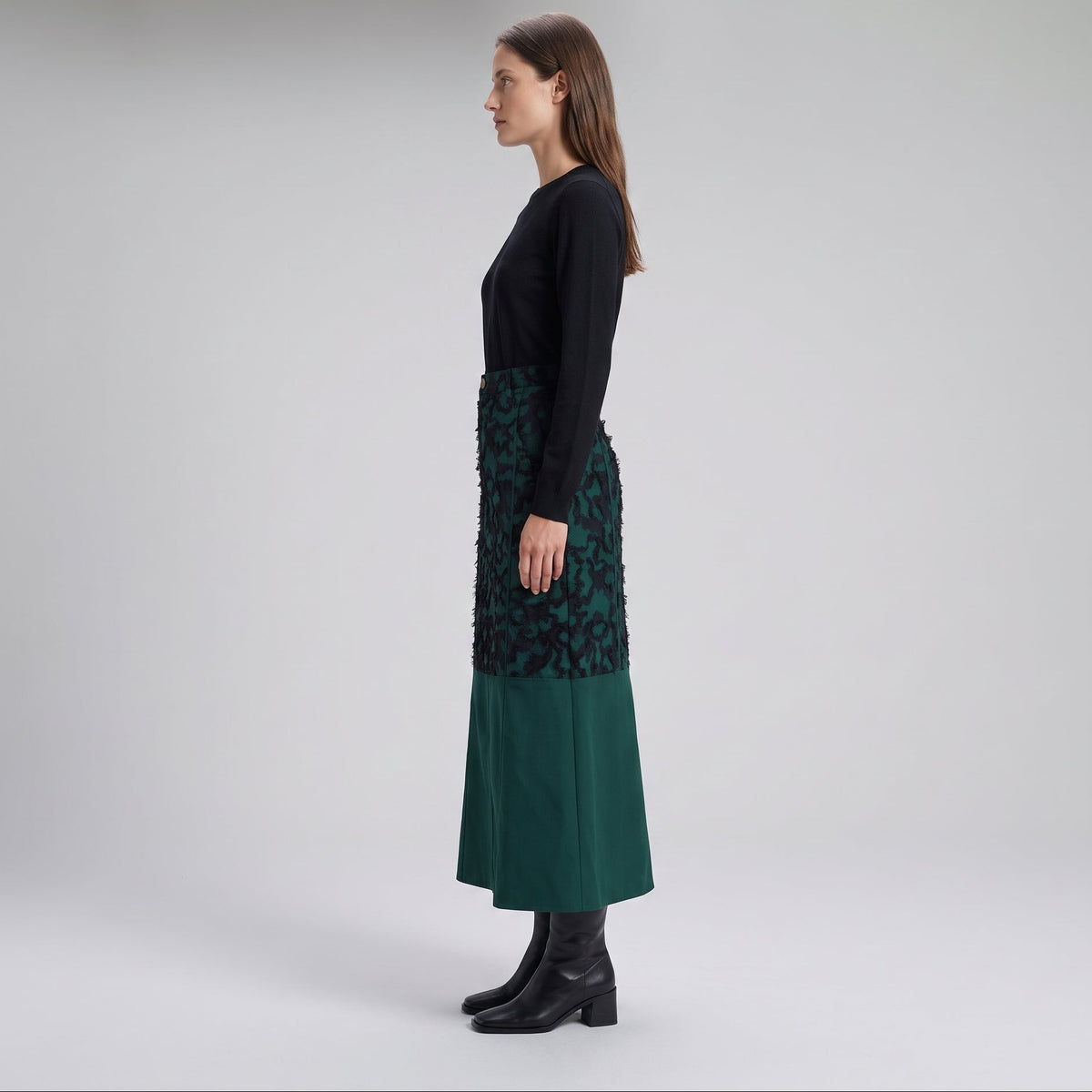 Textured Panel Midi Skirt