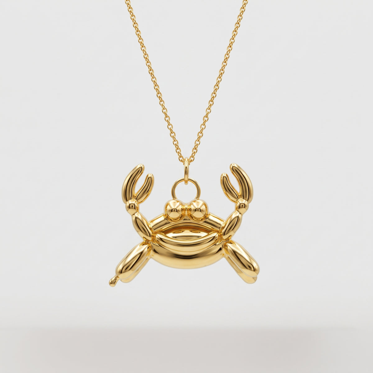 Sculptural Gold Crab Pendant Necklace