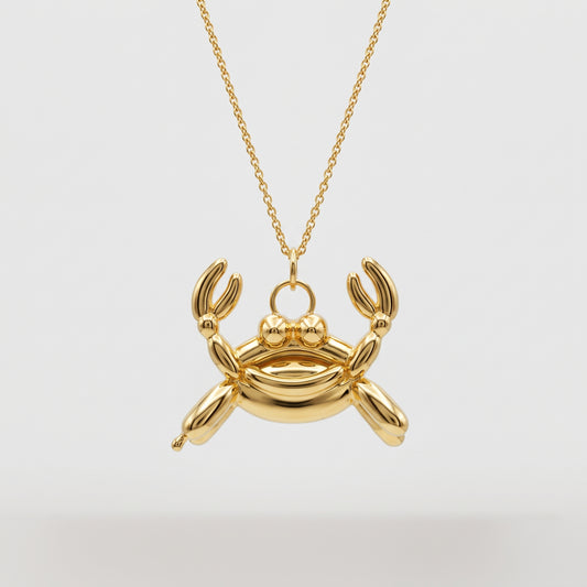 Sculptural Gold Crab Pendant Necklace