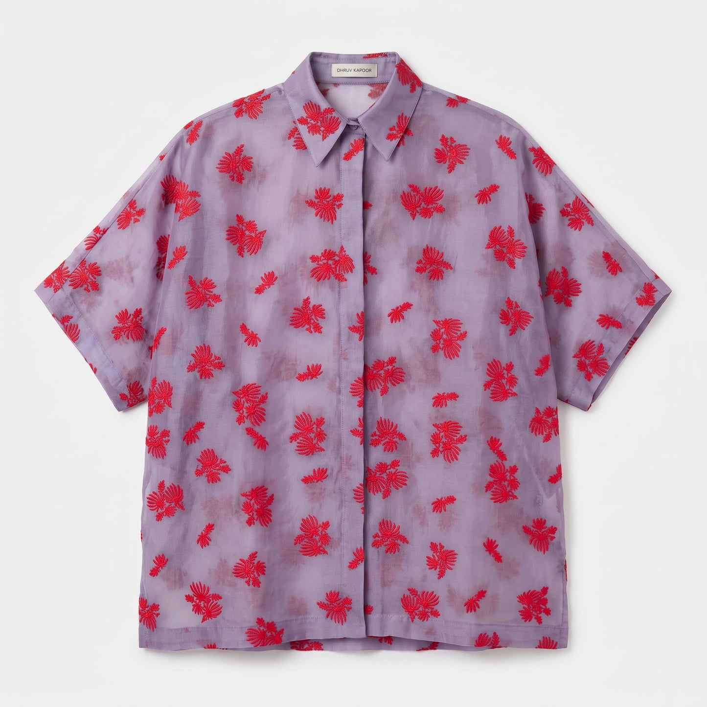 Floral Embroidered Sheer Shirt