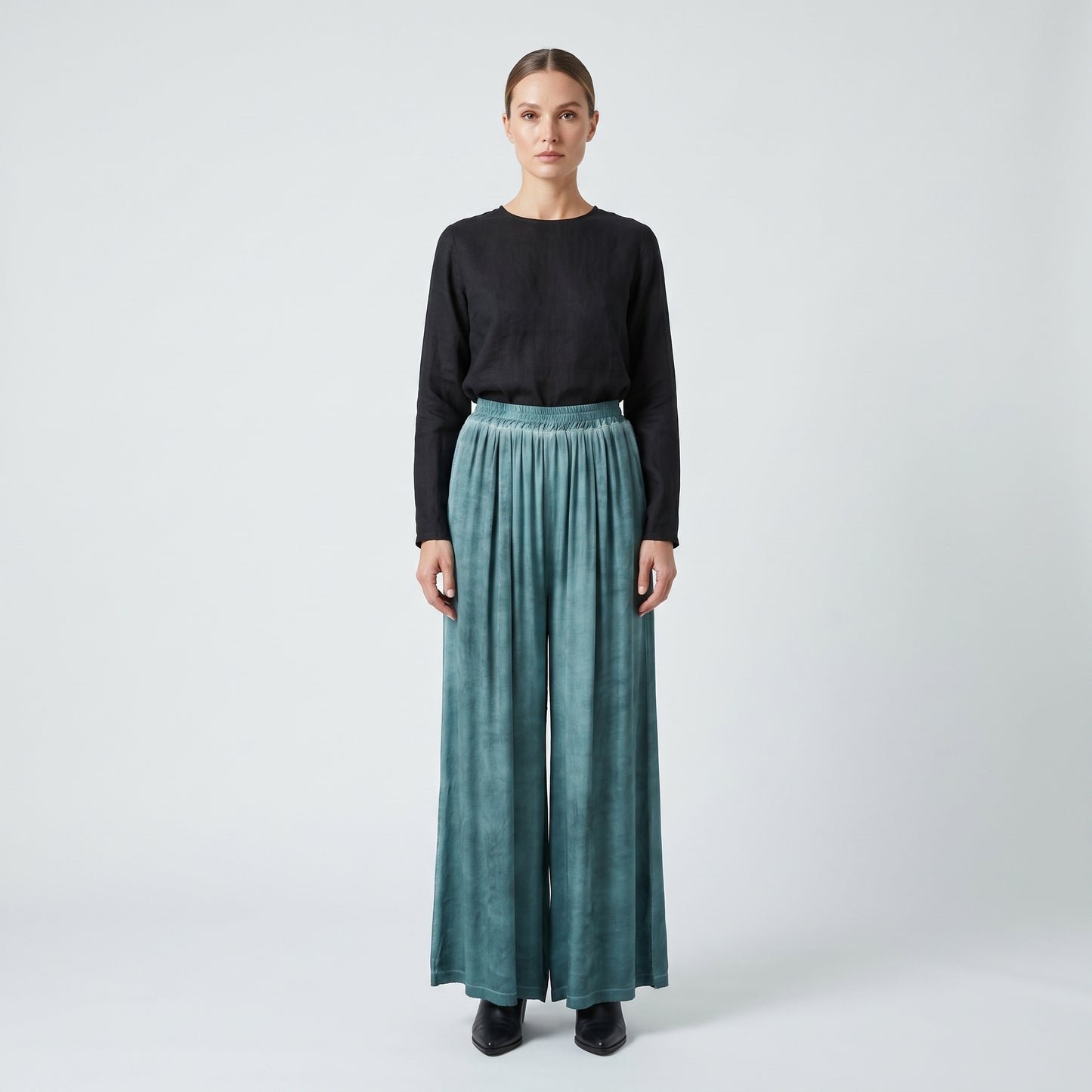 Pleated Wide-Leg Ombre Trousers