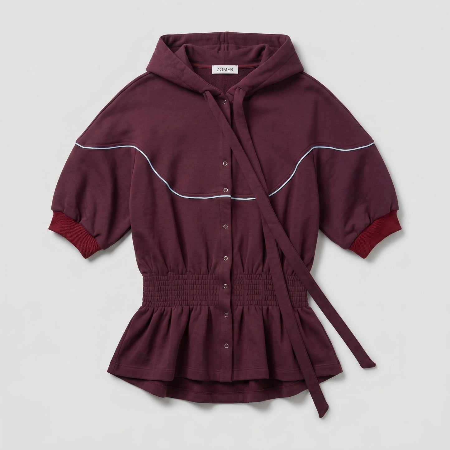 Hooded Snap-Front Peplum Top