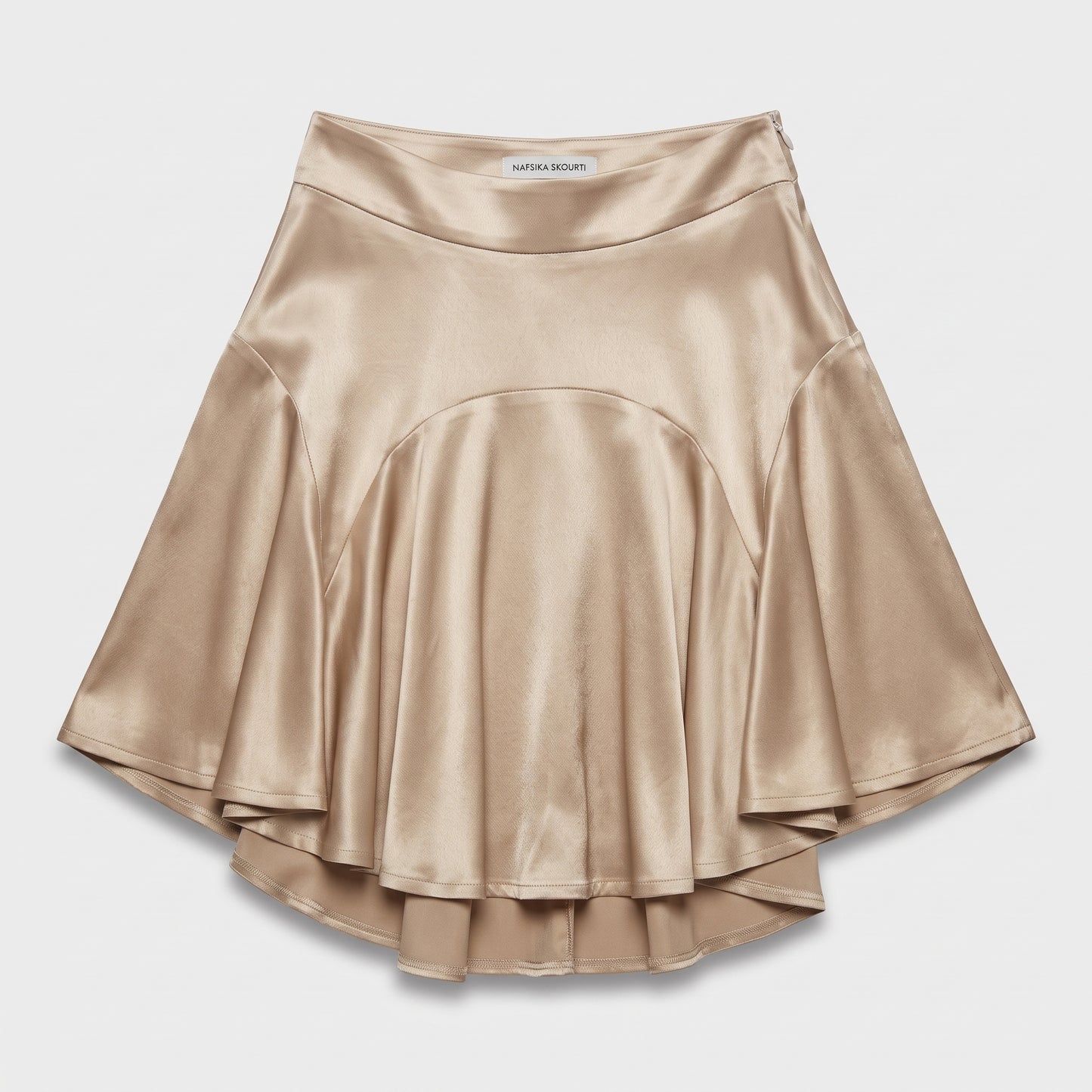Champagne Satin Flared Skirt