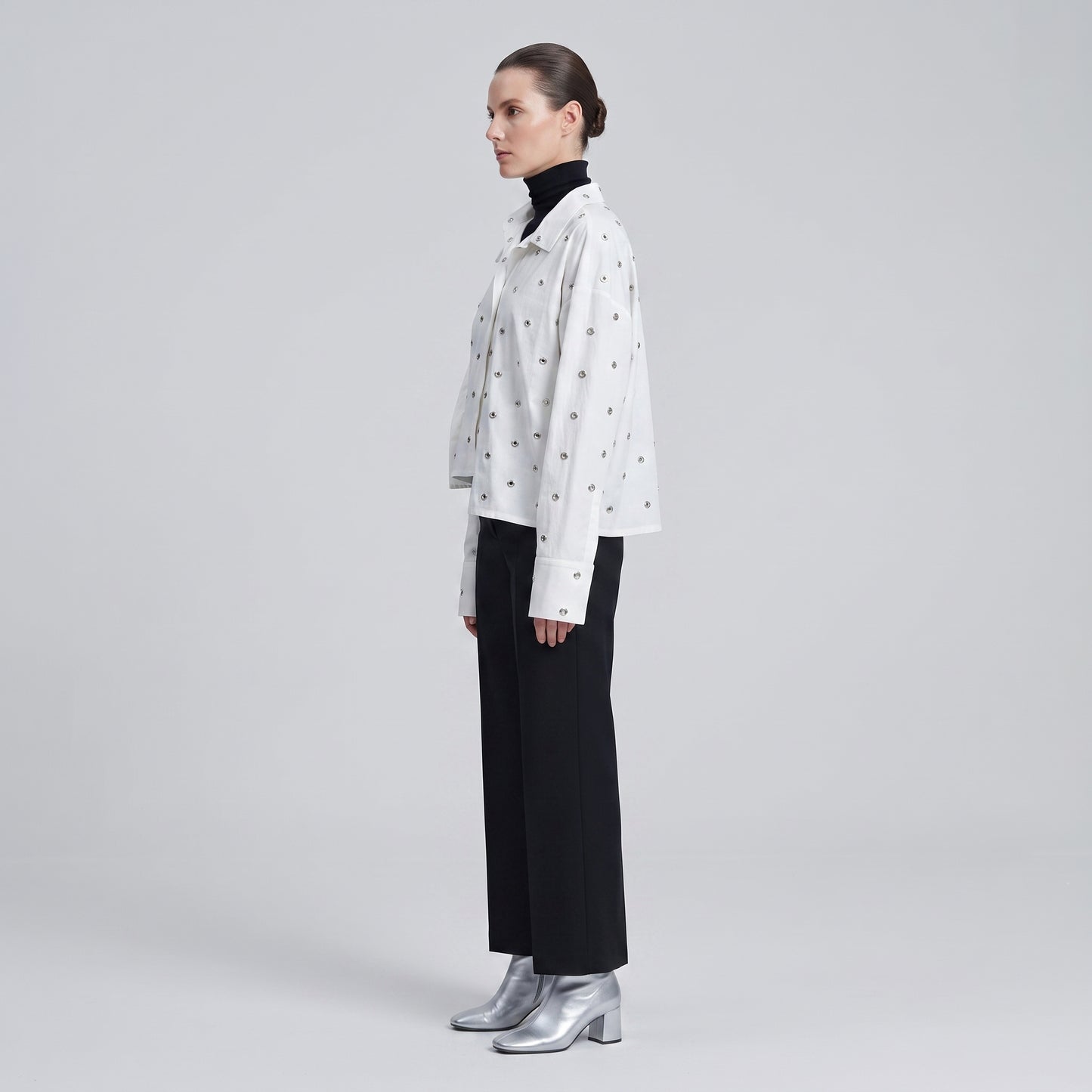 Embellished Asymmetric Cotton Shirt