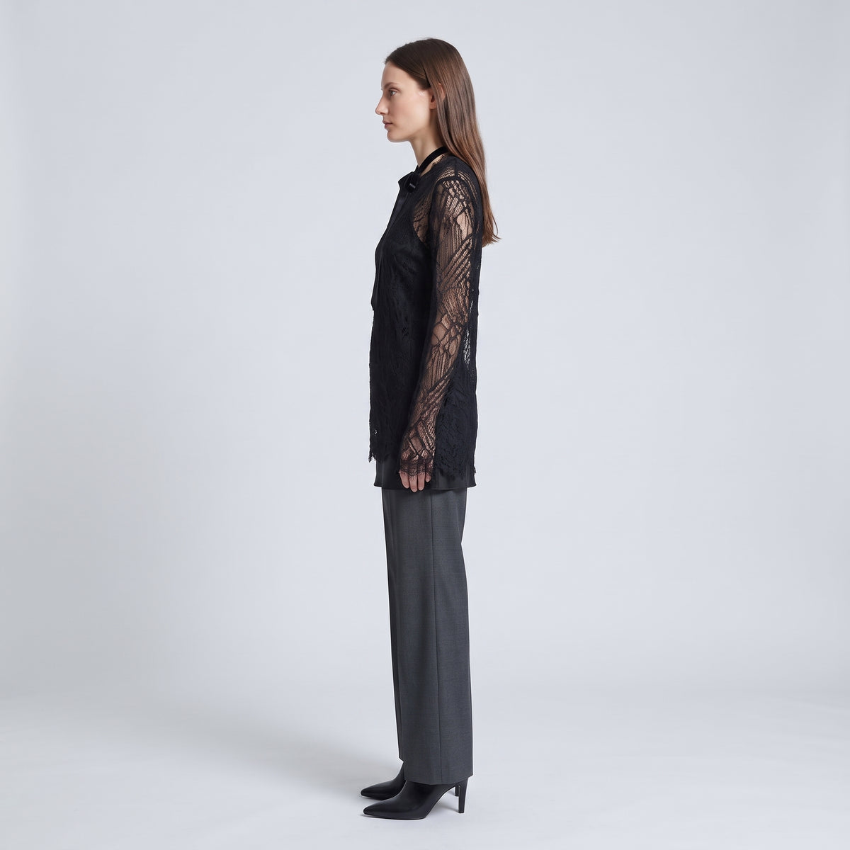Elegant Black Lace V-Neck Top