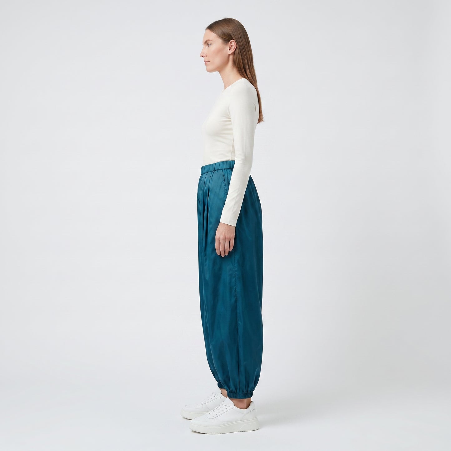 Teal Voluminous Balloon Trousers