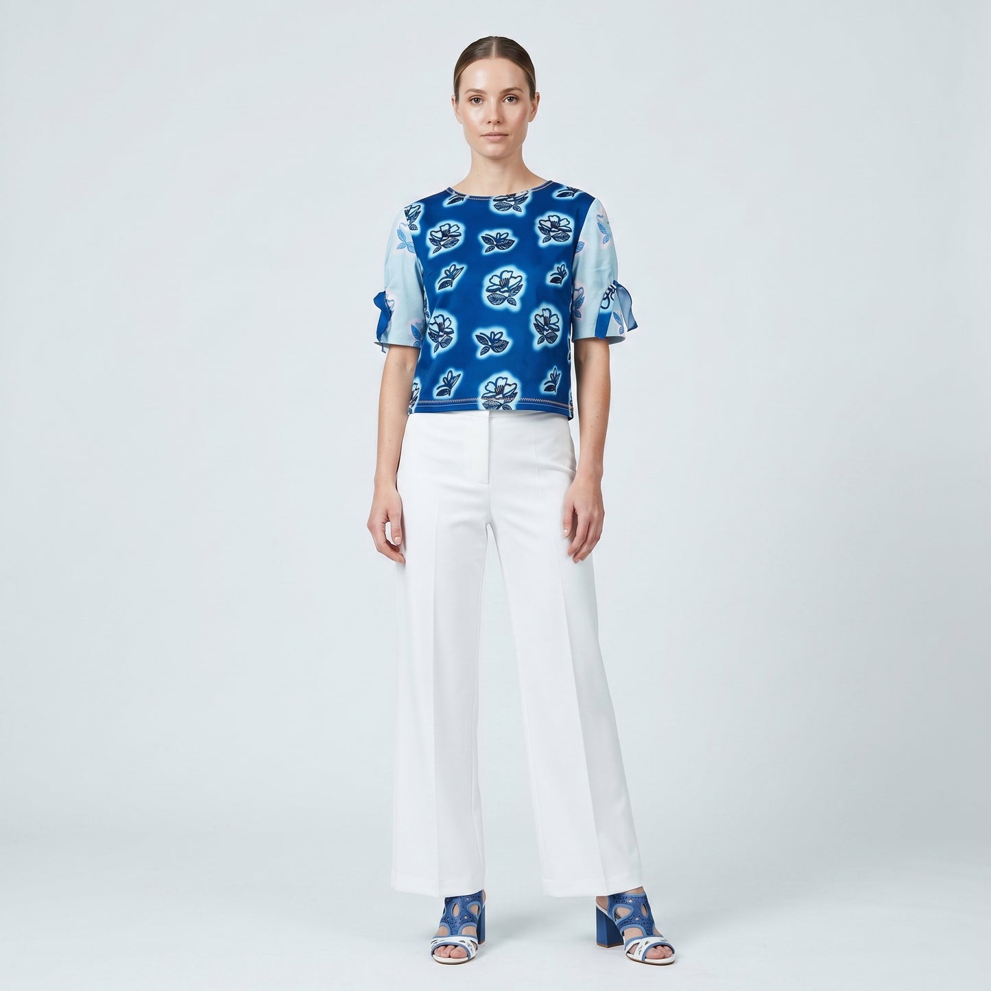 Floral Printed Ruffled Sleeve Top