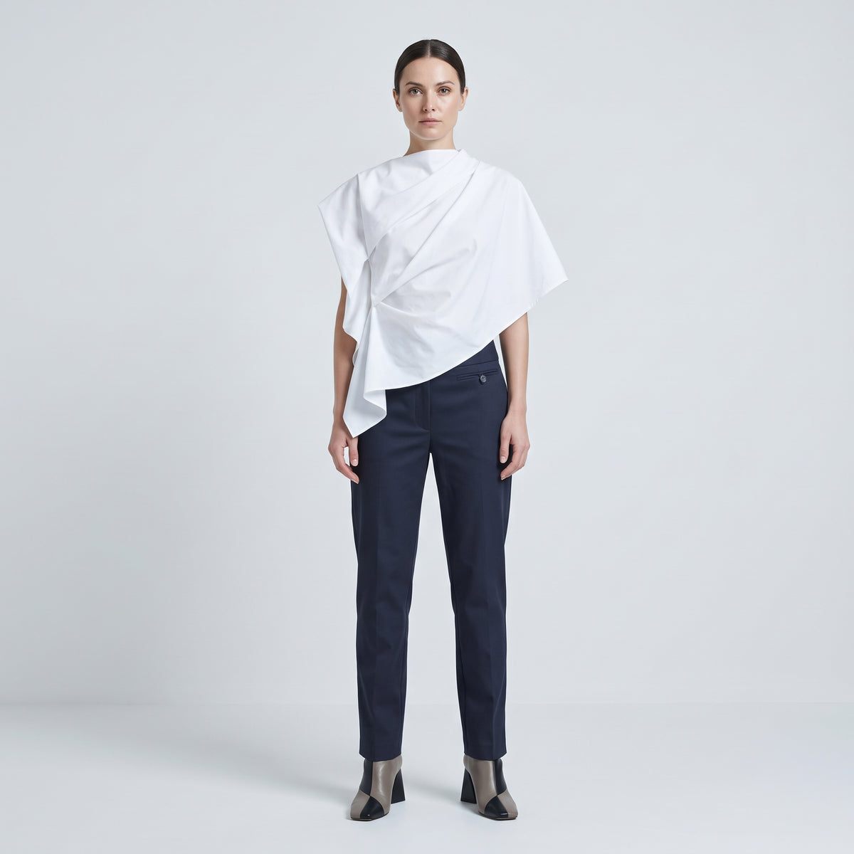 Tailored Navy Cropped Trousers